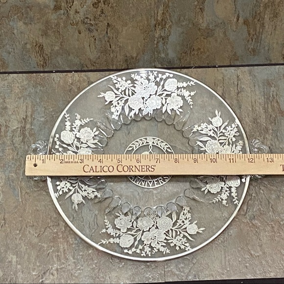 Vintage STERLING Silver Overlay Floral Poppy 25th Anniversary 10.5” Plate Dish - Picture 4 of 12